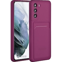 Samsung Uyumlu Galaxy A55  Kartlıklı Silikon Kılıf Kamera Korumalı Esnek Pastel Kapak - Bordo