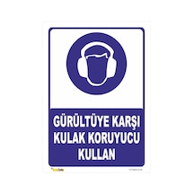 Gürültüye Karşı Kulak Koruyucu Kullan Levhası Levha 25x35 Cm Galvaniz Saç 0,4 Mm Kkd 019