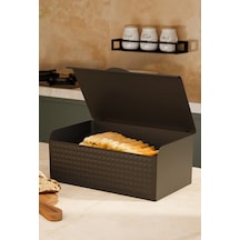 Four Desenli Ekmeklik 34 Cm Ekmek Kutusu Saklama Kabı Siyah