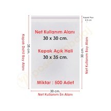 30x30+5 Cm. 30x35 500 Adet Şeffaf Bantlı Yapışkanlı Jelatin Poşet