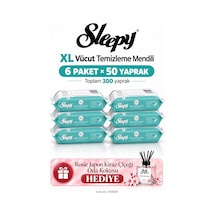 Sleepy Xl Vücut Temizleme Mendili 6'lı Mega Set 50 Yaprak - Rosie Oda Kokusu Hediyeli Tekli