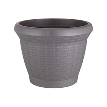 Hs01 Hasır Saksı Tabaklı 20,9cm, 3.3 Litre Antrasit
