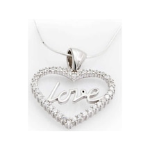 Gümüş Taşlı Love Kadın Kolye (506450199)