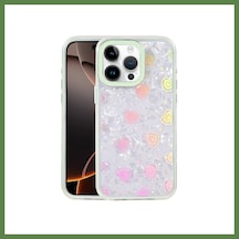 Bezos İphone 16 Pro Uyumlu Lumi Desenli Kapak - Yeşil Hb006