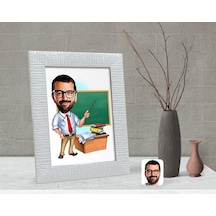 Kişiye Özel Erkek Öğretmen Karikatürlü Dekoratif Çerçeve-1