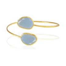 Kadir Jewellery 22 Ayar Altın Kaplama Zirkon Taşlı Ayarlanabilir Trend Bilezik Mavi