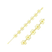 Gümüş Gold Sarı Papatya Bayan Bileklik Gümüş