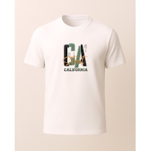 California Ca Baskılı T-shirt Beyaz
