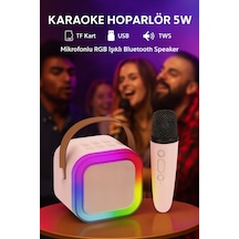 Karaoke Hoparlör 5w Tf Kart/usb/tws/ses Değiştirme Özellikli Mikrofonlu Rgb Işıklı Bluetooth Speaker
