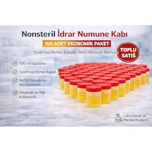 Nonsteril Numune Kabı 100 Ml Sızdırmaz Kapaklı Steril Olmayan Numune Kabı Laboratuvar Ve Medikal Kullanım 100 Adet