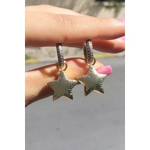Niki Aksesuar Zirkon Taşlı Balon Yıldız Küpe Gold