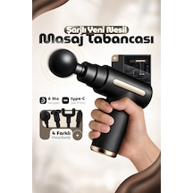 4 Başlıklı Yeni Nesil Şarjlı Masaj Cihazı Sporcu Masaj Aleti Siyah