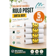 Gülenyüz Rulo Poşet Orta Boy X5 Baskılı Rulo Baskılı Market Manav Poşeti Çöp Torbası