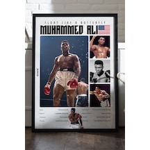 Muhammed Ali Boks Siyah Ahşap Çerçeveli Poster, Dekoratif Dövüş Duvar Tablosu