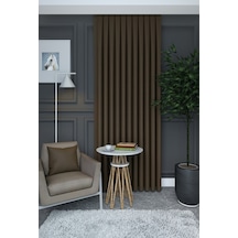 Evdepo Home Açık Kahve Düz Renk Fon Perde Tek Kanat Sütlü Kahverengi
