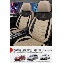 Panther Serisi Keten Kumaş Oto Koltuk Kılıfı Peugeot 206-207-208-306-307-407- Uyumlu Bej
