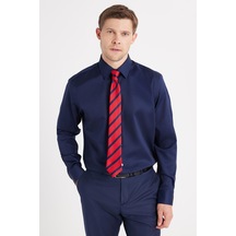 Tudors Regular Fit Lacivert Non-ıron %100 Pamuk Doğa Dostu Ekoteks Belgeli Ütü Gerektirmez Gömlek-32678 Lacivert