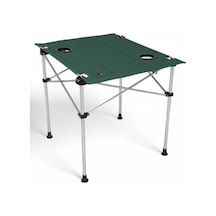 Bardaklıklı Katlanabilir Kumaş Kamp Ve Piknik Masası Yeşil