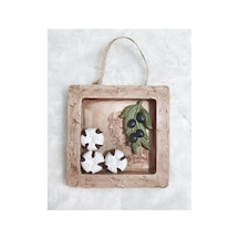 El Yapımı Çerçeve,zeytin Ve Pamuk Objeli Çerçeve, 12 Cm 12 Cm
