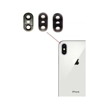 Apple Uyumlu iPhone Xs Max Arka Kamera Camı Lens Çerçeveli Beyaz