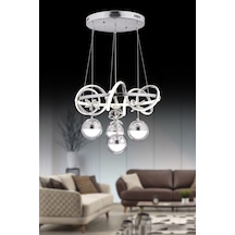 Kuzey 4lü Krom Küre Kumandalı Ve Dimerli Beyaz, Sarı, Gün Işığı Ledli Avize Sb-ld-402 Krom