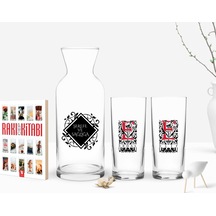 Kişiye Özel Renkli Baskılı Harfli İkili Rakı Bardağı Karaf Ve Cep Kitabı Hediye Seti-7