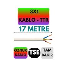 Öznur 3x1 Ttr Kablo Beyaz Metre Seçenekli - 17 Metre