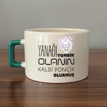 Yanağı Tombik Olanın Baskılı Yeşil Kulplu C Fincan