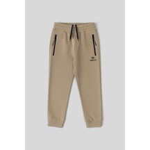 Tommylife Koyu Bej Fermuarlı Standart Fit İnce Erkek Çocuk Eşofman Alt - 64042 Koyu Bej