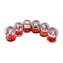 6 Adet Yeni Yıl Noel Yılbaşı Temalı Mini Boy Işıklı Kar Küresi