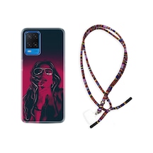 Oppo A54 Kılıf Rasta Boyun Askılı Girl 1647 Siyah
