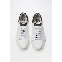 01MQ4900 Bueno Shoes Beyaz Gri Deri Erkek Spor Ayakkabı