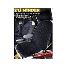 Alfa Romeo 155 Uyumlu 2'li Süet Oto Koltuk Minderi Terletmez Universal Su Geçirmez A2 Siyah