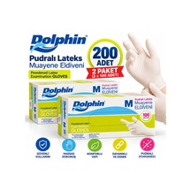 Pudralı Lateks Latex Muayene Eldiveni Tek Kullanımlık M Beden 2 Paket