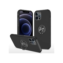 Newface Apple İphone 12 Pro Kılıf Elit Yüzüklü Kapak - Siyah