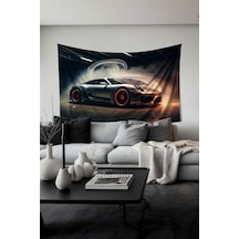 Hızlı Ve Havalı Araba Desenli Duvar Halısı Duvar Örtüsü Tapestry Süet Dokulu Kumaş