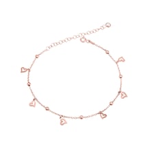 Brezza Lusso Jewelry Kalp Figürlü Clasical Sallantılı Gümüş Kadın Ayak Halhal Rose