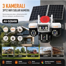 S264w 3 Kameralı 3 Ptz Wifi Solar Güvenlik Kamerası 6mp Ultra Hd Renkli Gece Görüşü