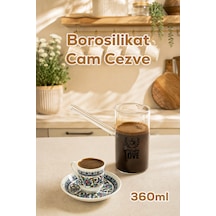 Herevin 180402-002 Desenli Borosilikat Cam Cezve 360 Ml - Isıya Dayanıklı Şeffaf Türk Kahvesi Cezvesi