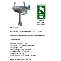 Ea 2018-a Acil Göz Yıkama Duşu - Masa Tipi Paslanmaz