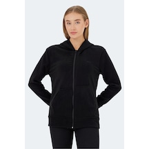 Slazenger Sofal I Kadın Fermuarlı Kapüşonlu Cepli Siyah Polar Siyah