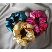 Saten Lastik Toka Hand Made Renkli 3'lü Toka Seti Gold-mavi-desenli Pembe Çok Renkli