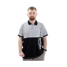 Mode Xl Büyük Beden Erkek Polo Yaka T-shirt Polo Sport U24323 Siyah-gri Siyah
