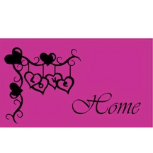 Home Sweet Home Pembe Kapı Önü Paspası Dijital Baskılı, Kaymaz Pvc Tabanlı, İnce Ve Şık Tasarımlı İç Dış Kapı Paspası
