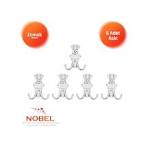 Çi Zgi Li Askı, Metal Vestiyer Askısı, Krom, Duvar Ve Dolap Askılığı 5'li Set Vidalı