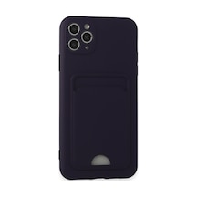 Apple iPhone  Uyumlu - 11 Pro Max Kılıf Kelvin Kartvizitli Silikon - Derin Mor