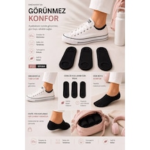 Kadın Siyah 3'lü Görünmez Sneaker Çorap Siyah