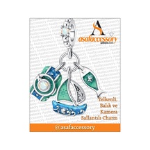 Yelkenli Balık Ve Kamera Sallantılı Charm Asafaccessory Mavi
