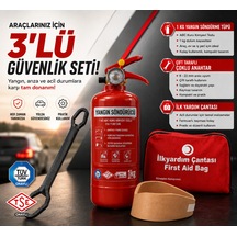 3 Lü Set Trafik Ilkyardım Seti Yangın Tüpü Boyunluk Çoklu Anahtar