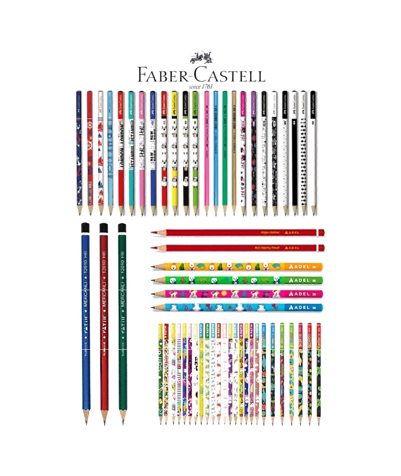 Kaliteli Karışık 12'li Kurşun Kalem Silka-fatih-adel-faber-hexacom Karışık Marka Asorti
